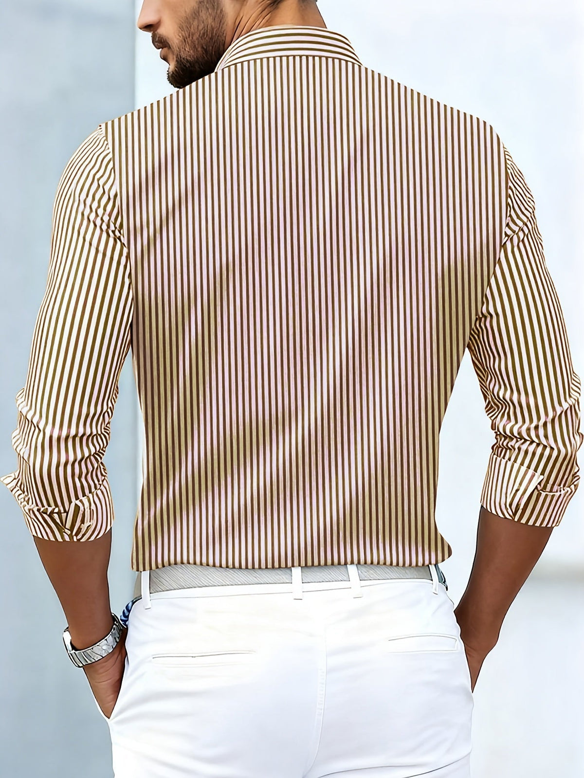 Emerson vintage striped long sleeve men's shirt lifestyle view