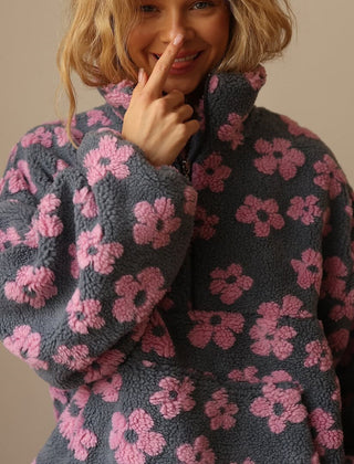 Sofia Floral Zip Sweater lifestyle shot