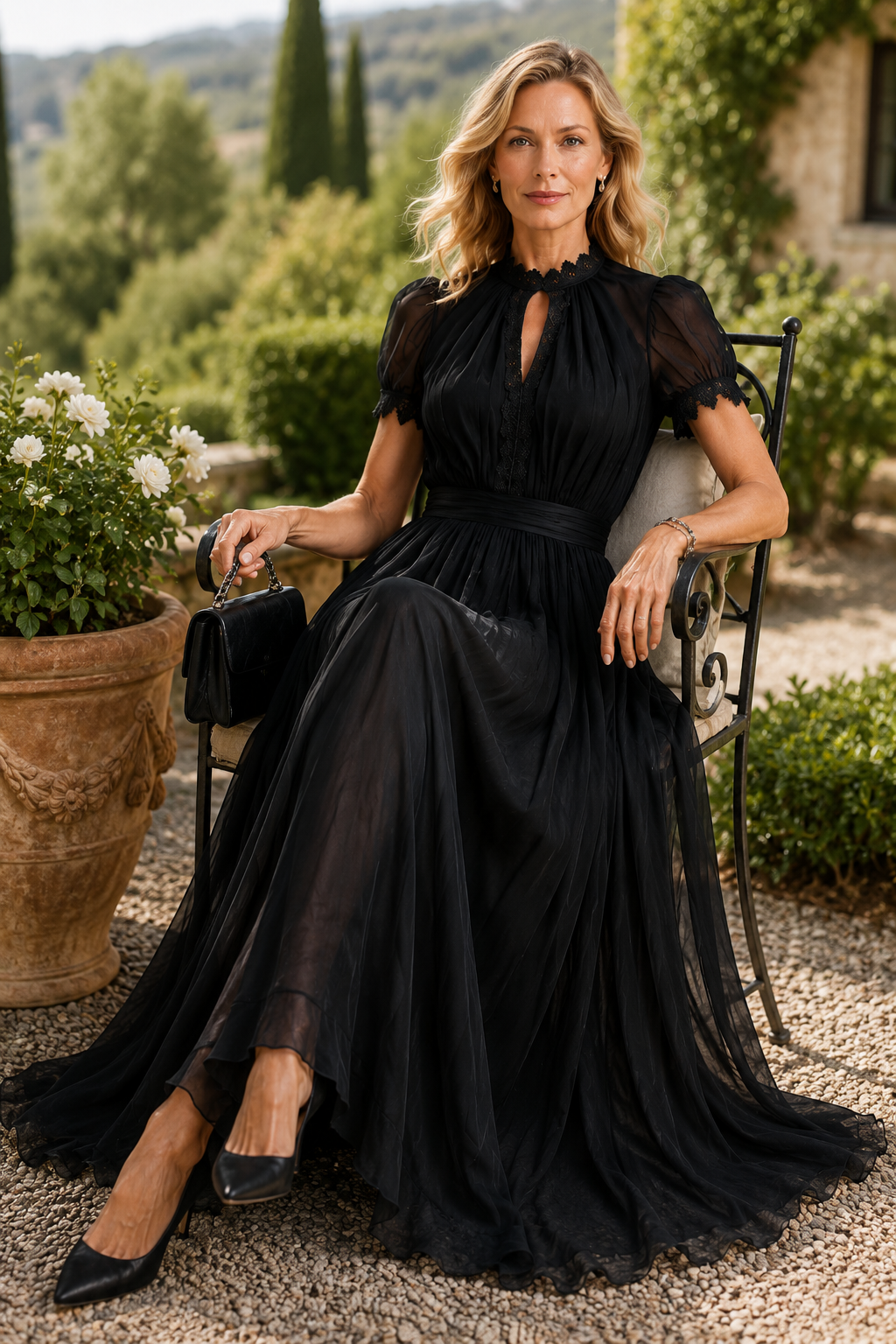 Bailey black chiffon maxi dress - lifestyle view