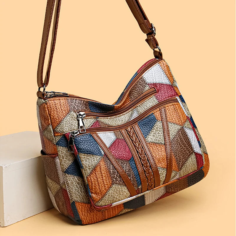 Nella patchwork shoulder bag detail