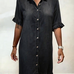 Dana denim dress, black, styled view