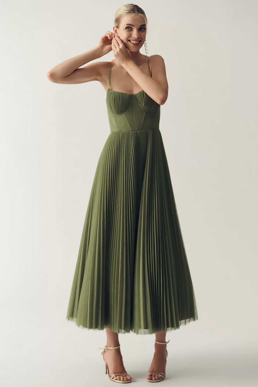 Jacqueline structured corset maxi dress, full length view