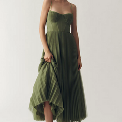 Women's green structured corset maxi dress, Jacqueline