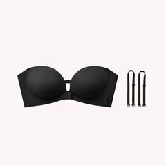 Vera Strapless Front-Closure Bra - Black