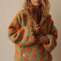 Sofia Floral Zip Sweater detail view