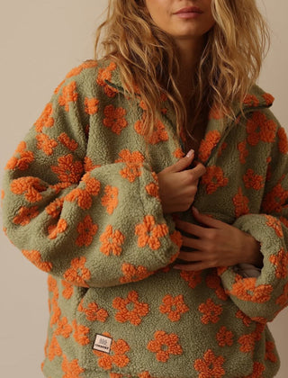 Sofia Floral Zip Sweater detail view