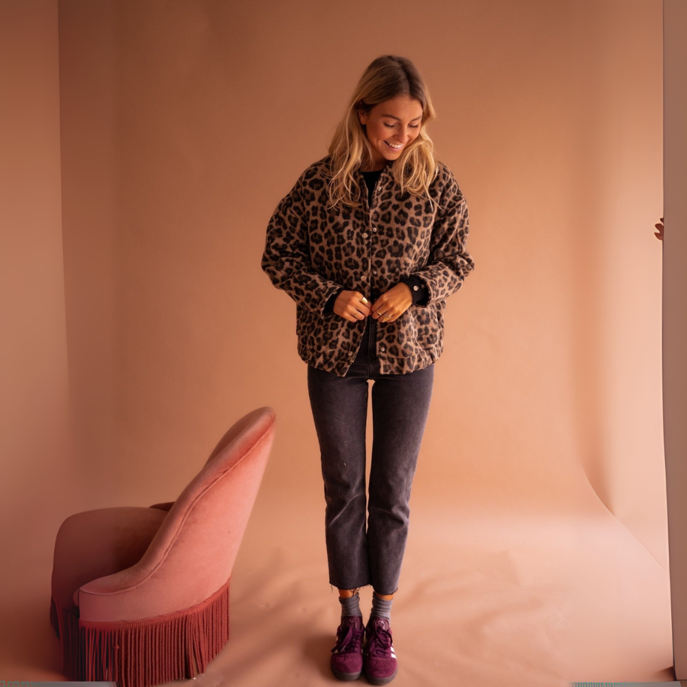 Zahra Leopard Print Jacket - full outfit view