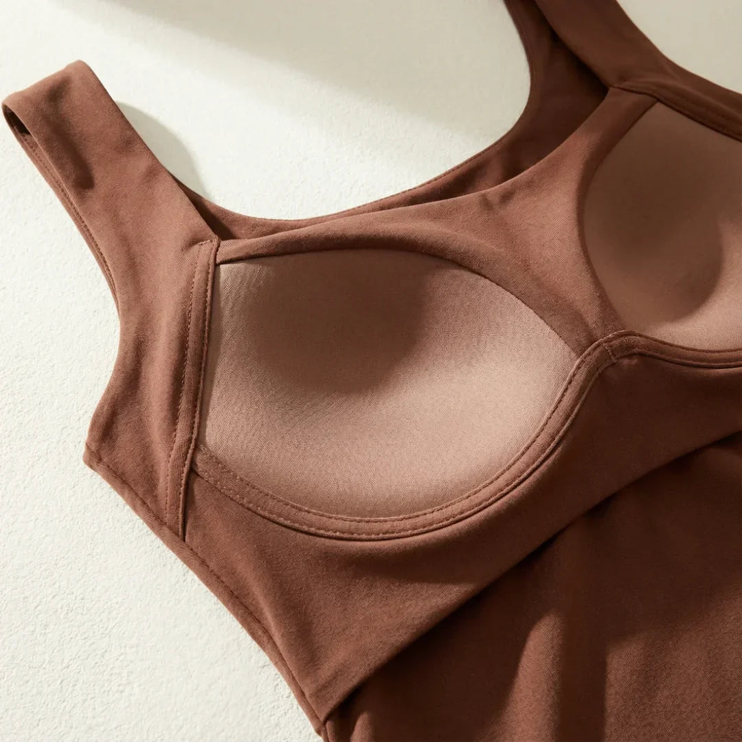 Comfortable built-in support tank top, side view