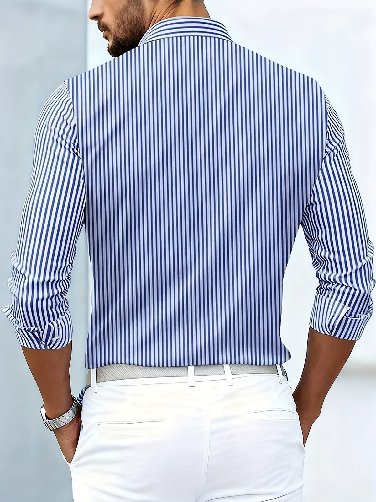 Emerson vintage striped long sleeve men's shirt fabric detail