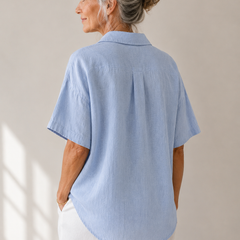 Sonja comfortable collared blouse in blue