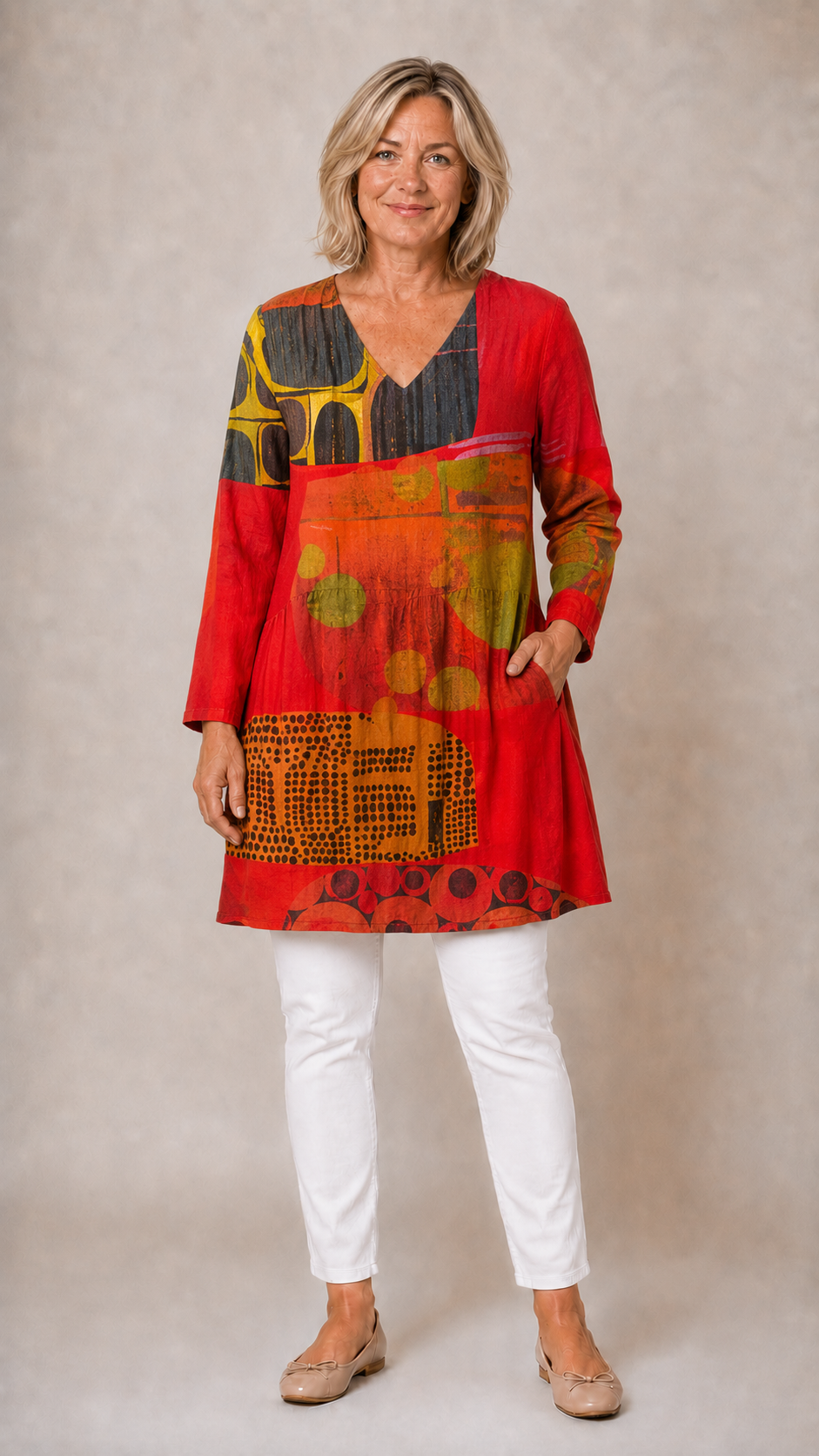 Maria | Long Blouse with V-Neck