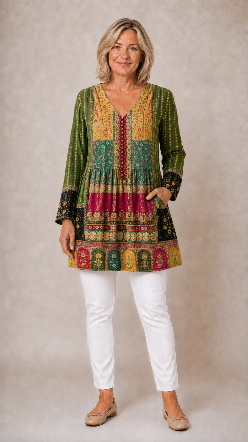 Melody | Long Blouse with V-Neck