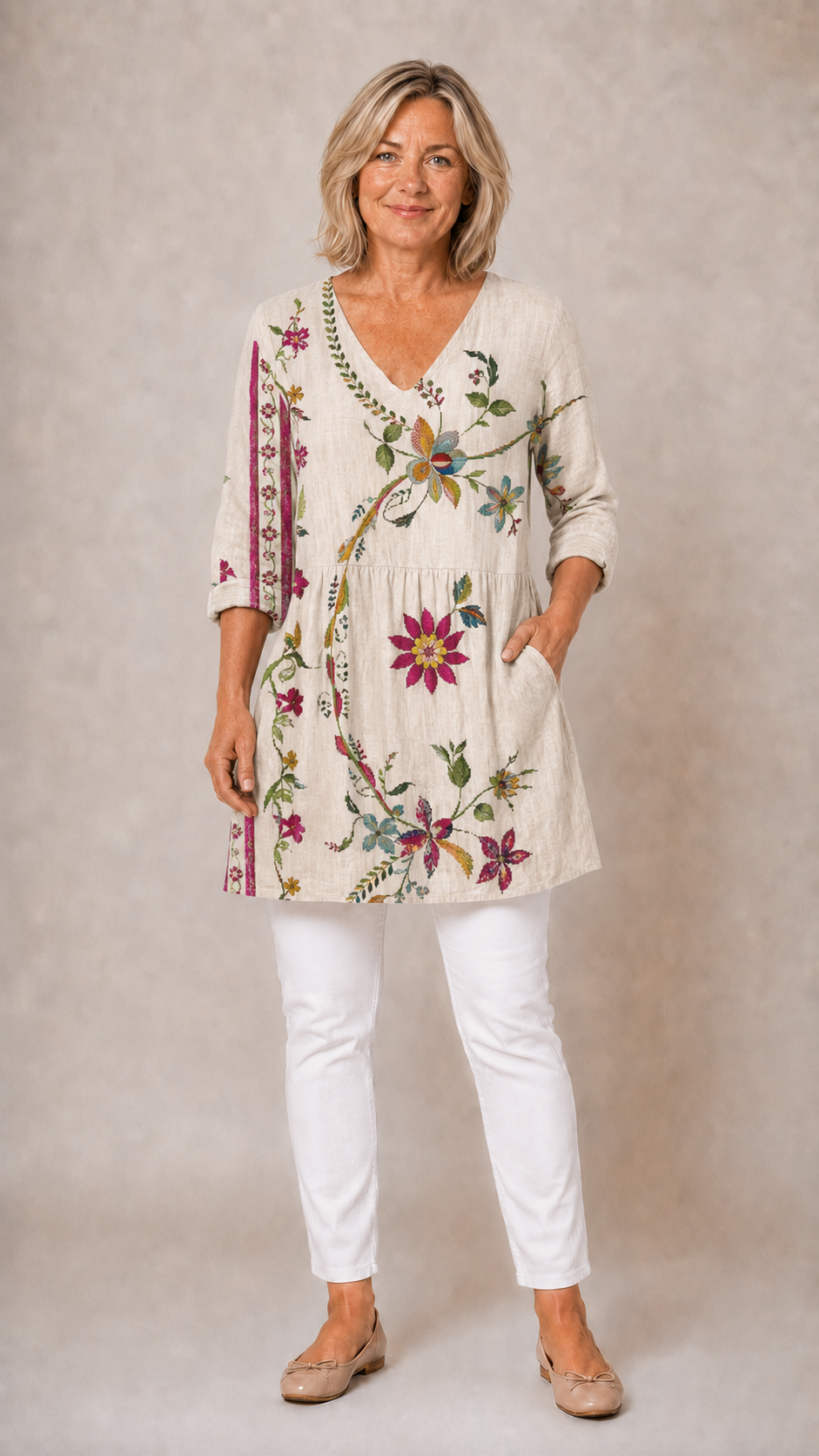 Lottie | Long Blouse with V-Neck
