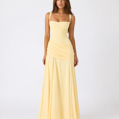 Enie Draped Square-Neck Maxi Dress