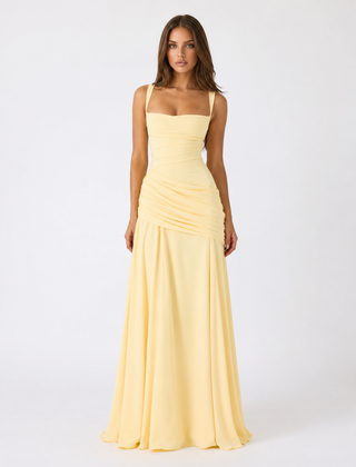 Enie Draped Square-Neck Maxi Dress