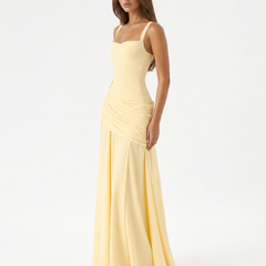 Enie Draped Square-Neck Maxi Dress detail