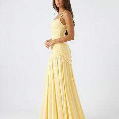 Enie Draped Square-Neck Maxi Dress detail