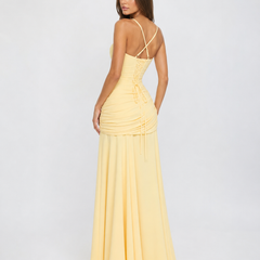 Enie Draped Square-Neck Maxi Dress detail