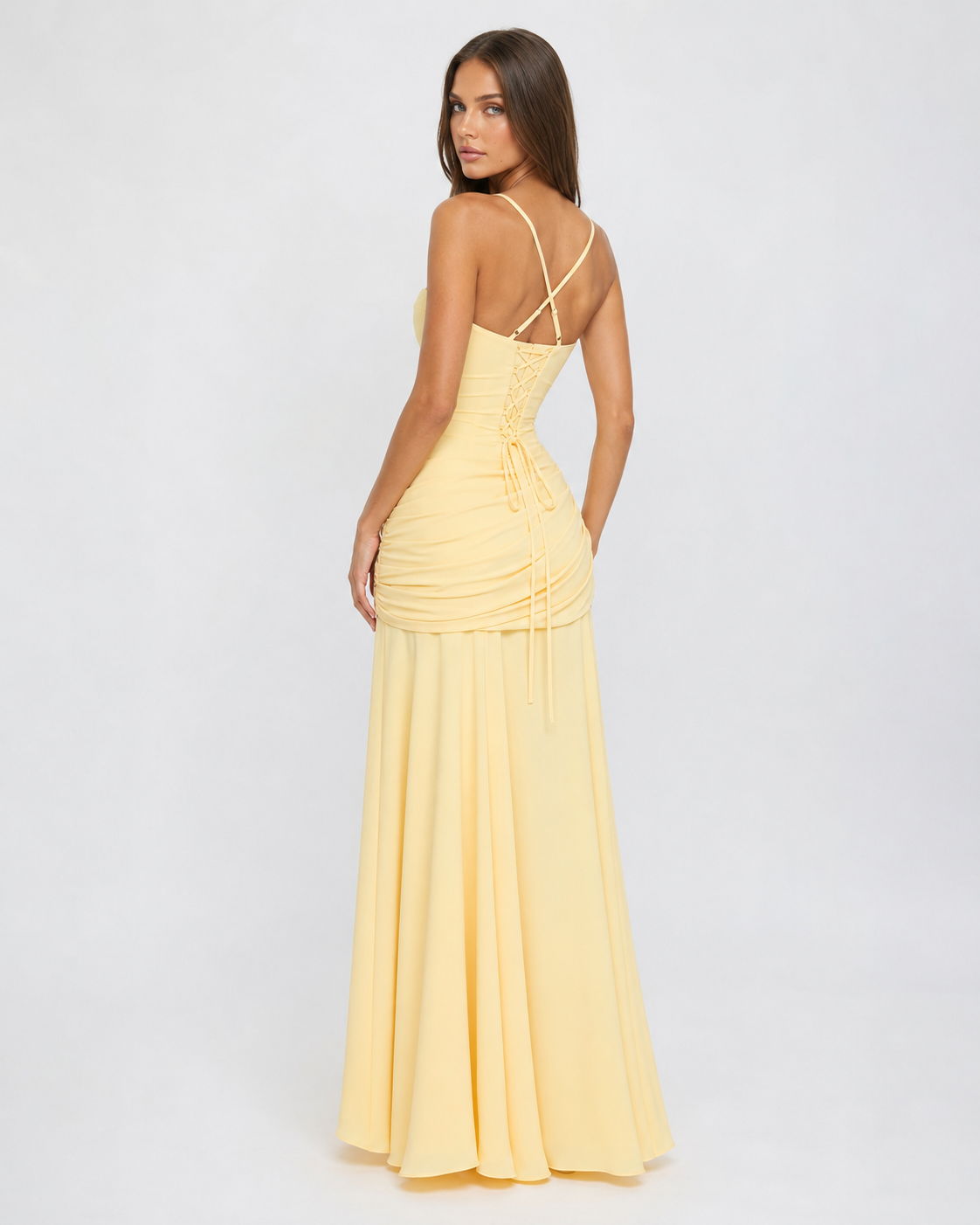 Enie Draped Square-Neck Maxi Dress detail