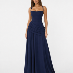 Enie Draped Square-Neck Maxi Dress detail