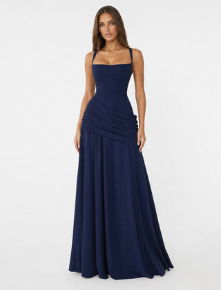 Enie Draped Square-Neck Maxi Dress detail
