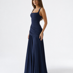 Enie Draped Square-Neck Maxi Dress detail