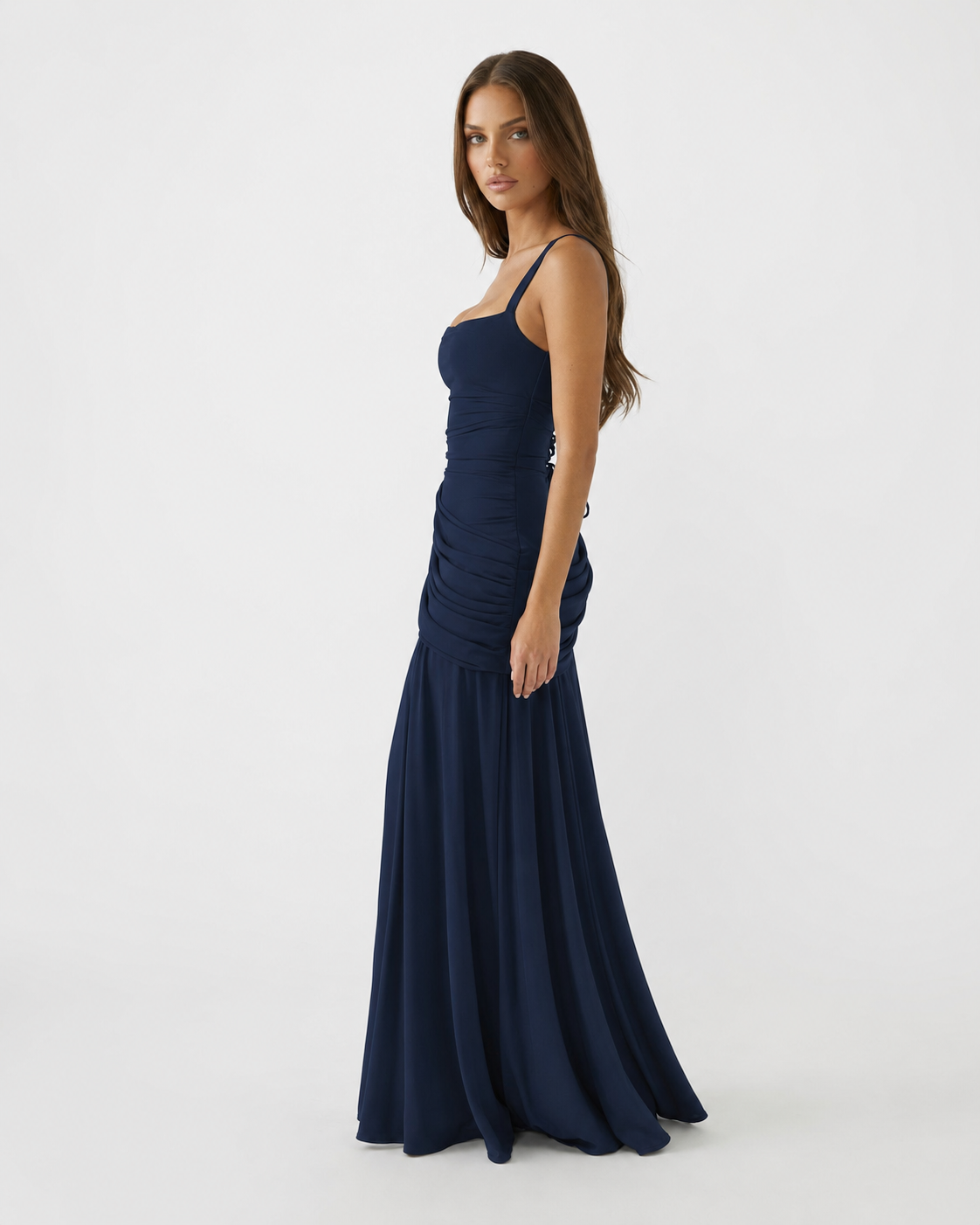 Enie Draped Square-Neck Maxi Dress detail