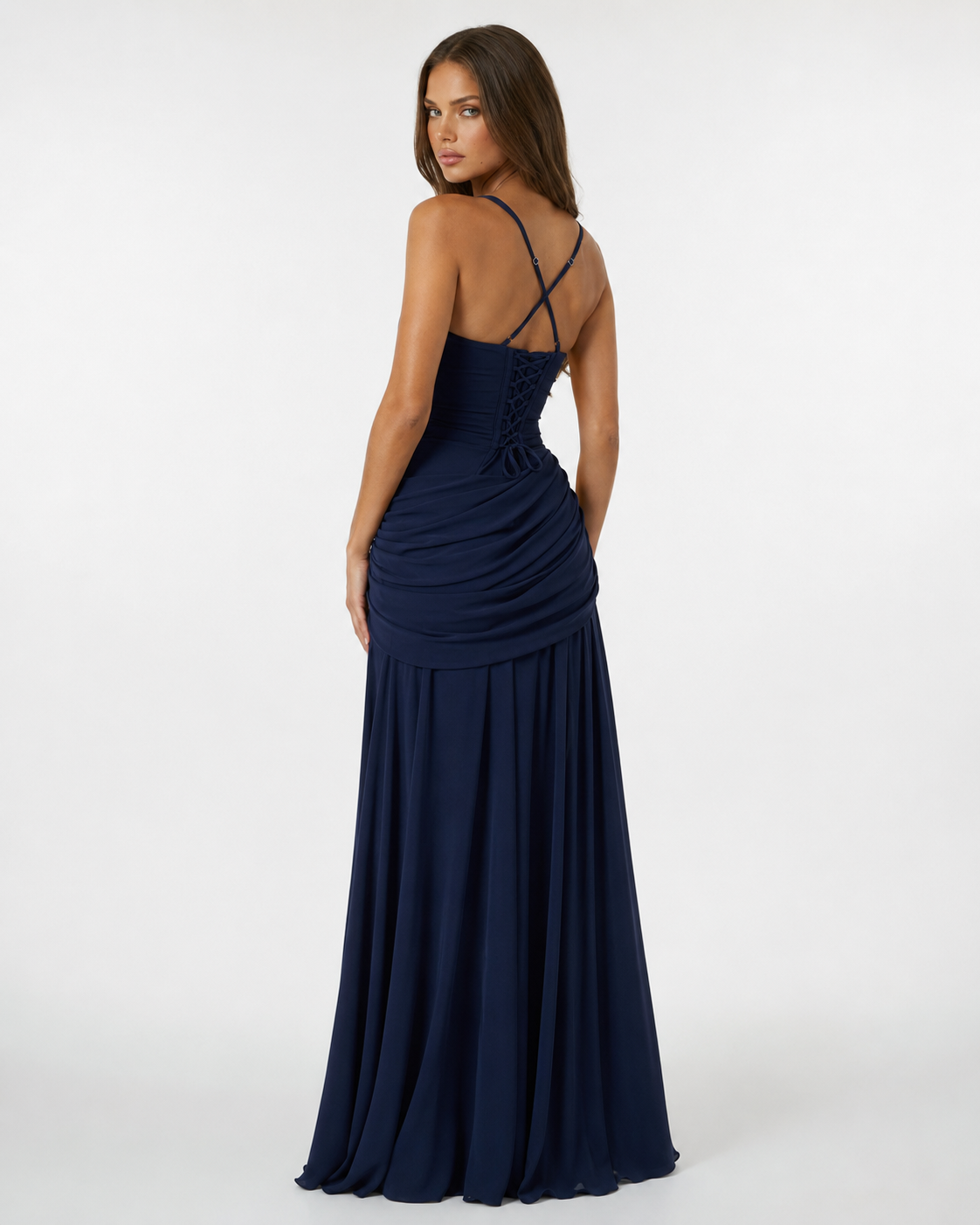 Enie Draped Square-Neck Maxi Dress detail
