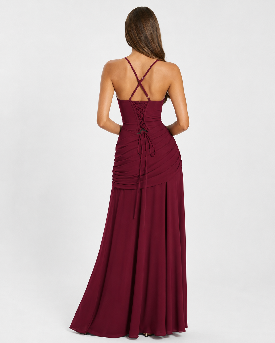 Enie Draped Square-Neck Maxi Dress detail