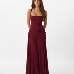 Enie Draped Square-Neck Maxi Dress detail