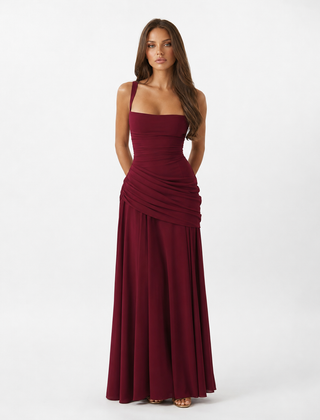 Enie Draped Square-Neck Maxi Dress detail