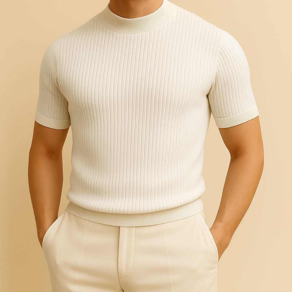 David - Turtleneck Ribbed Knit Tee