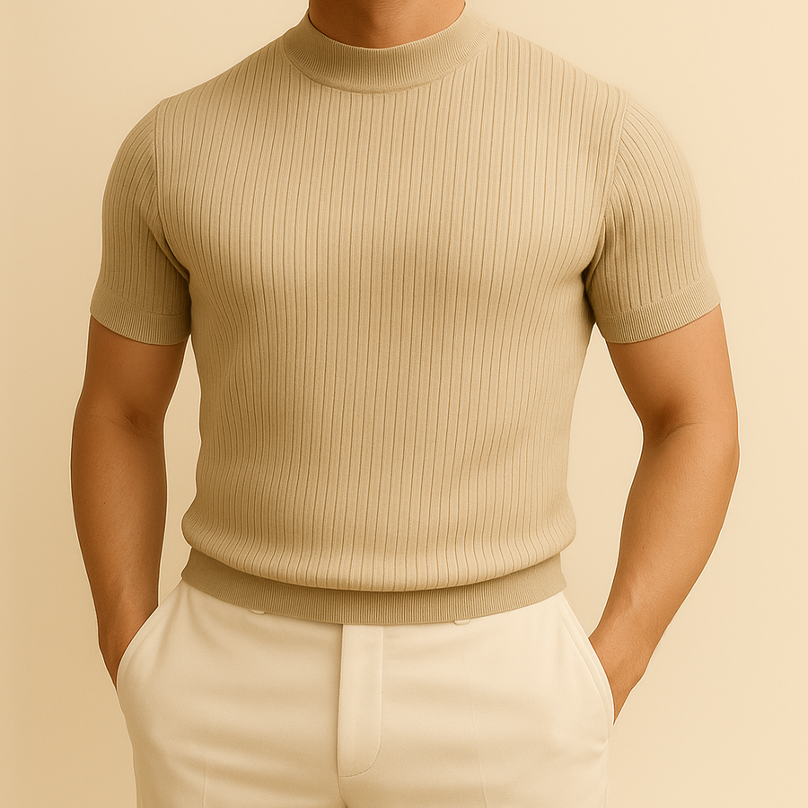 David - Turtleneck Ribbed Knit Tee