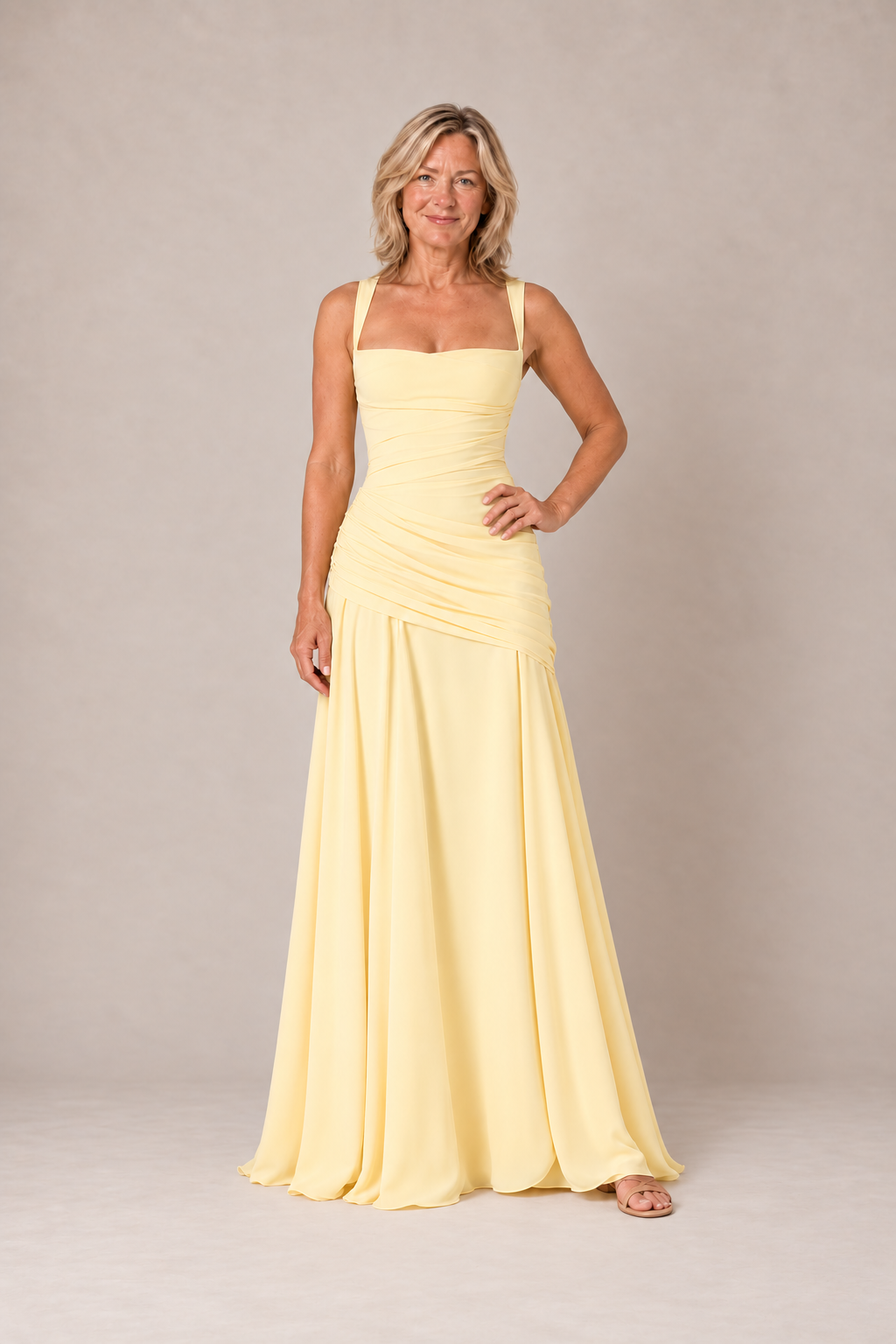 Enie | Draped Square-Neck Maxi Dress