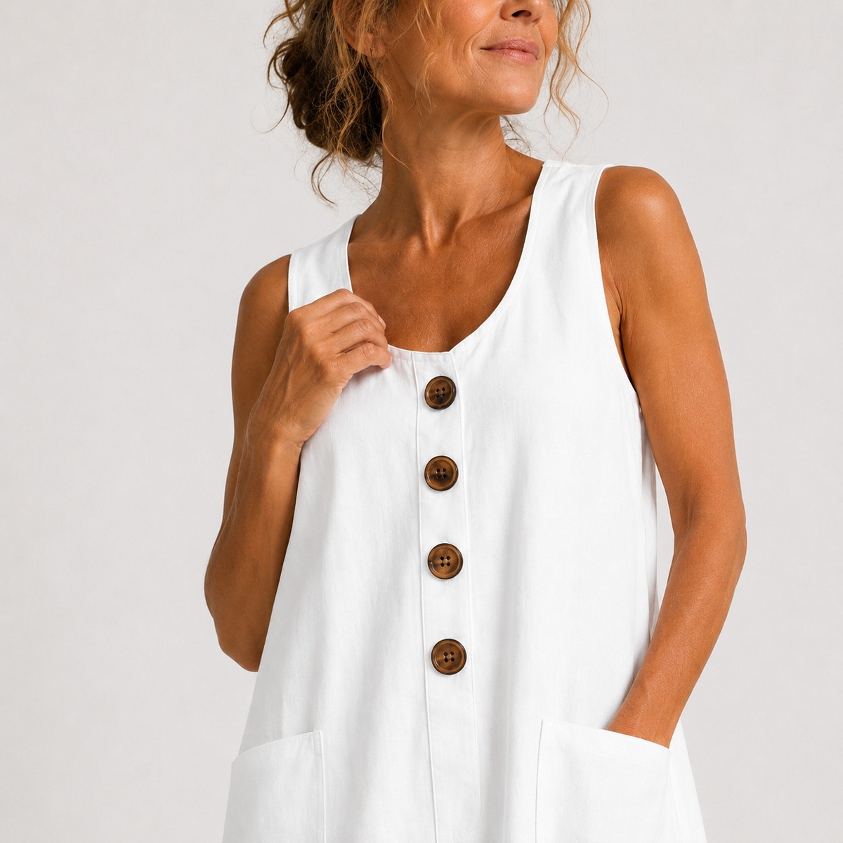 Macey Cotton Linen Summer Dress - lifestyle detail