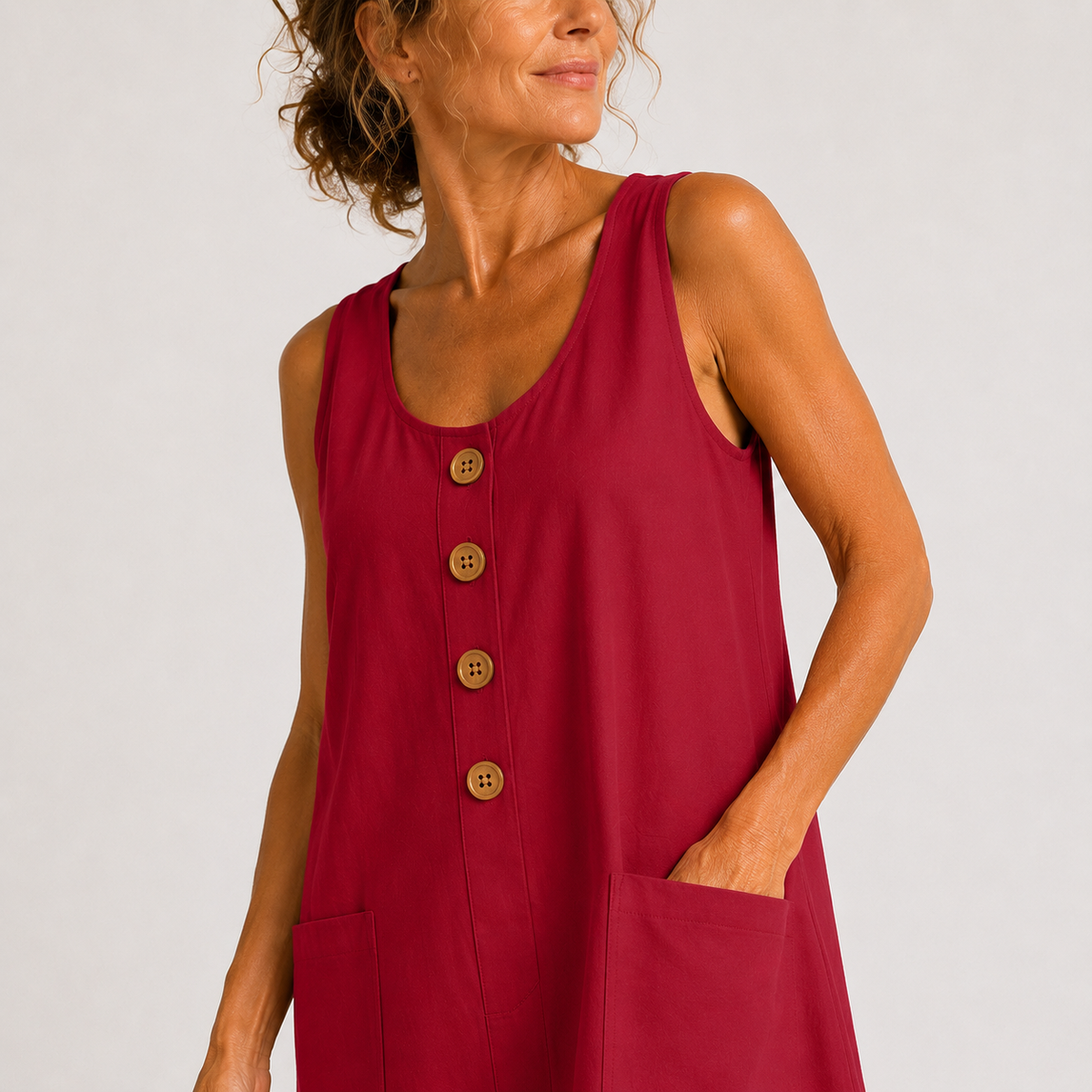 Macey Cotton Linen Summer Dress - lifestyle detail