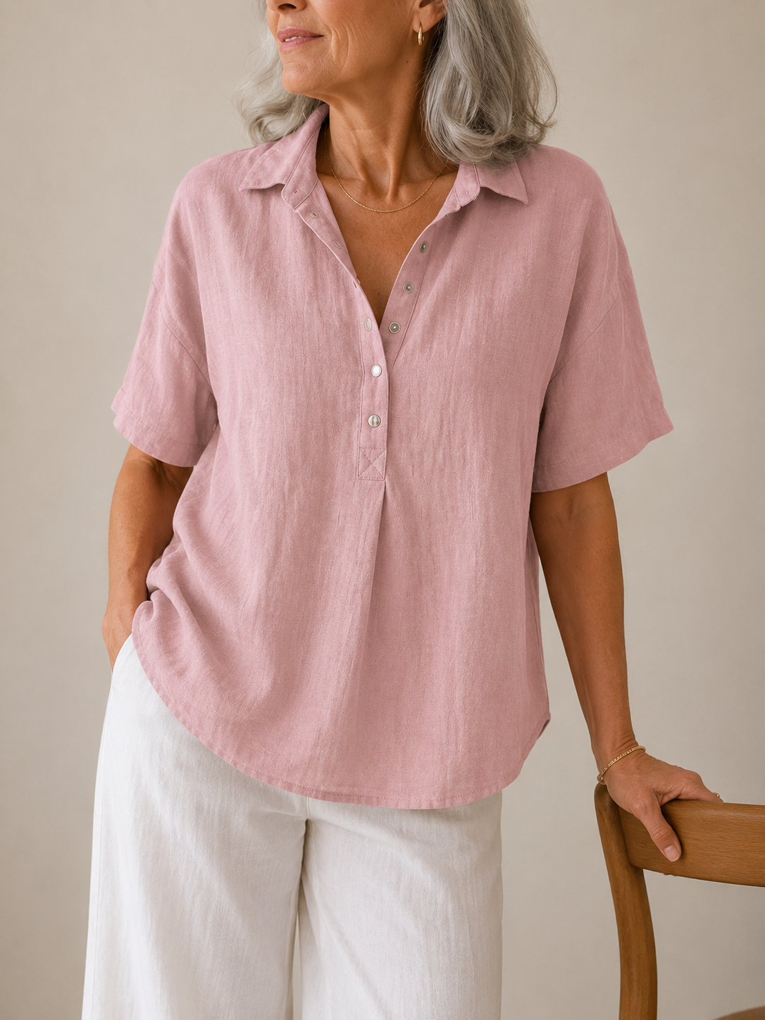 Sonja comfortable collared blouse, lifestyle image