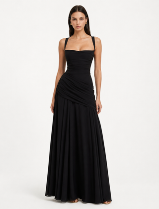 Enie Draped Square-Neck Maxi Dress lifestyle