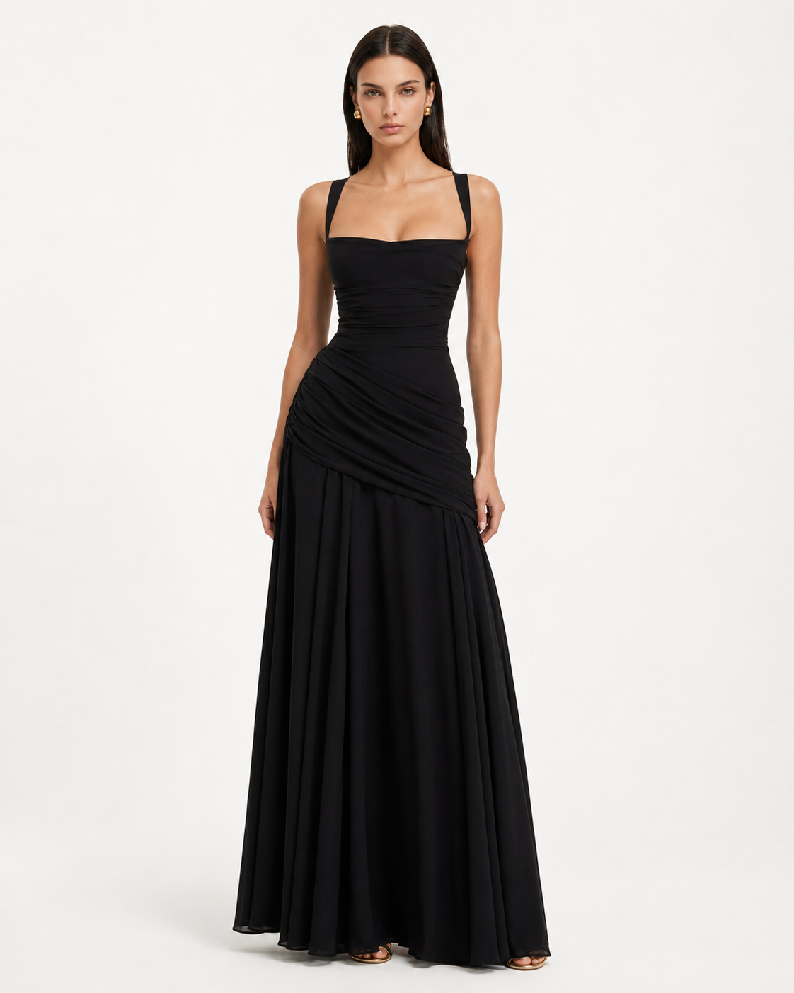 Enie Draped Square-Neck Maxi Dress lifestyle