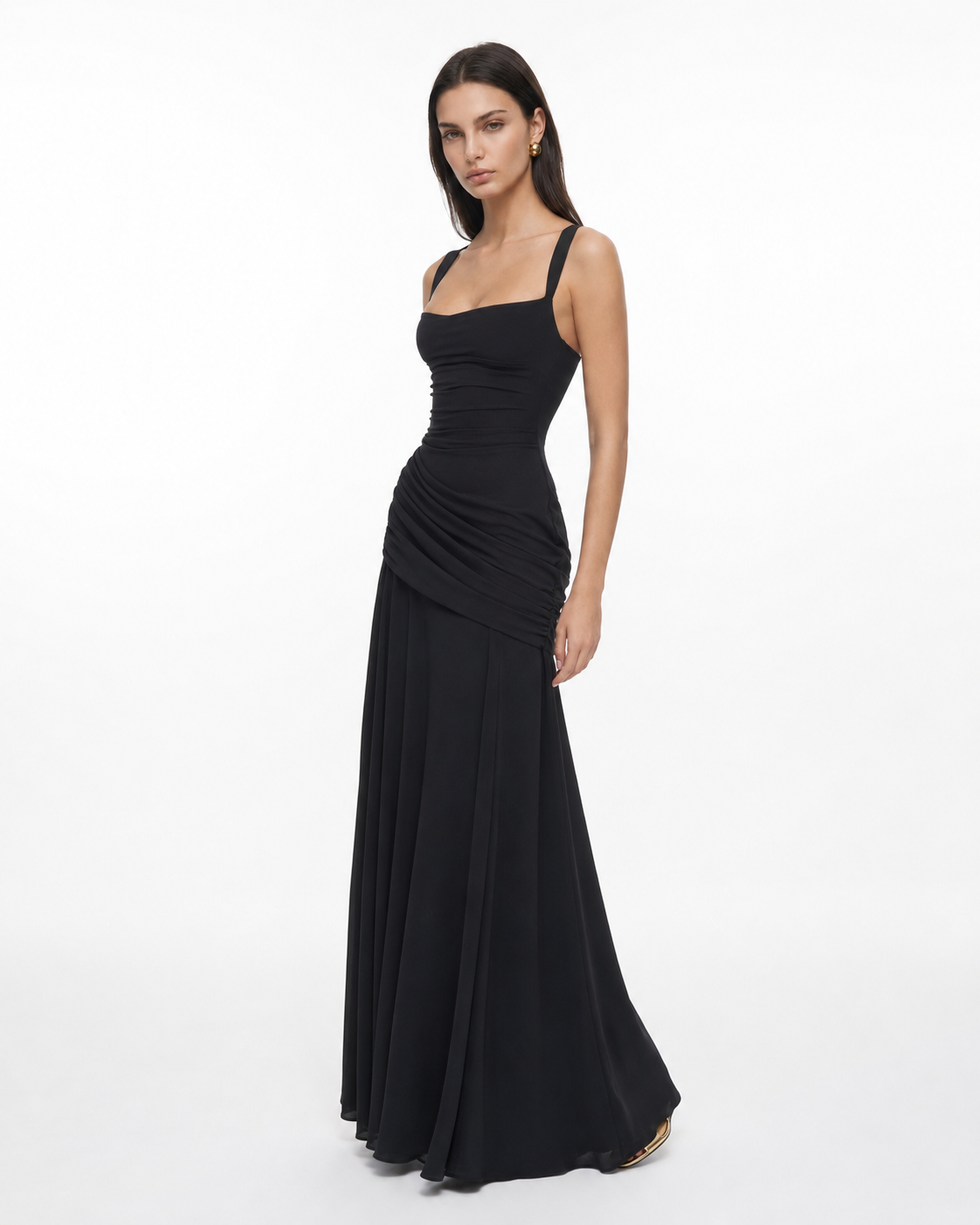 Enie Draped Square-Neck Maxi Dress lifestyle