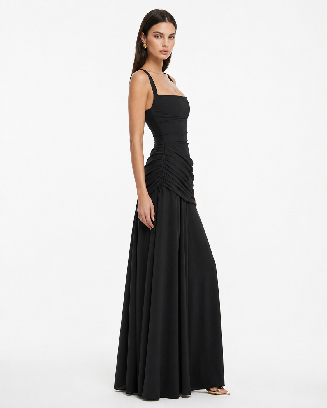 Enie Draped Square-Neck Maxi Dress lifestyle