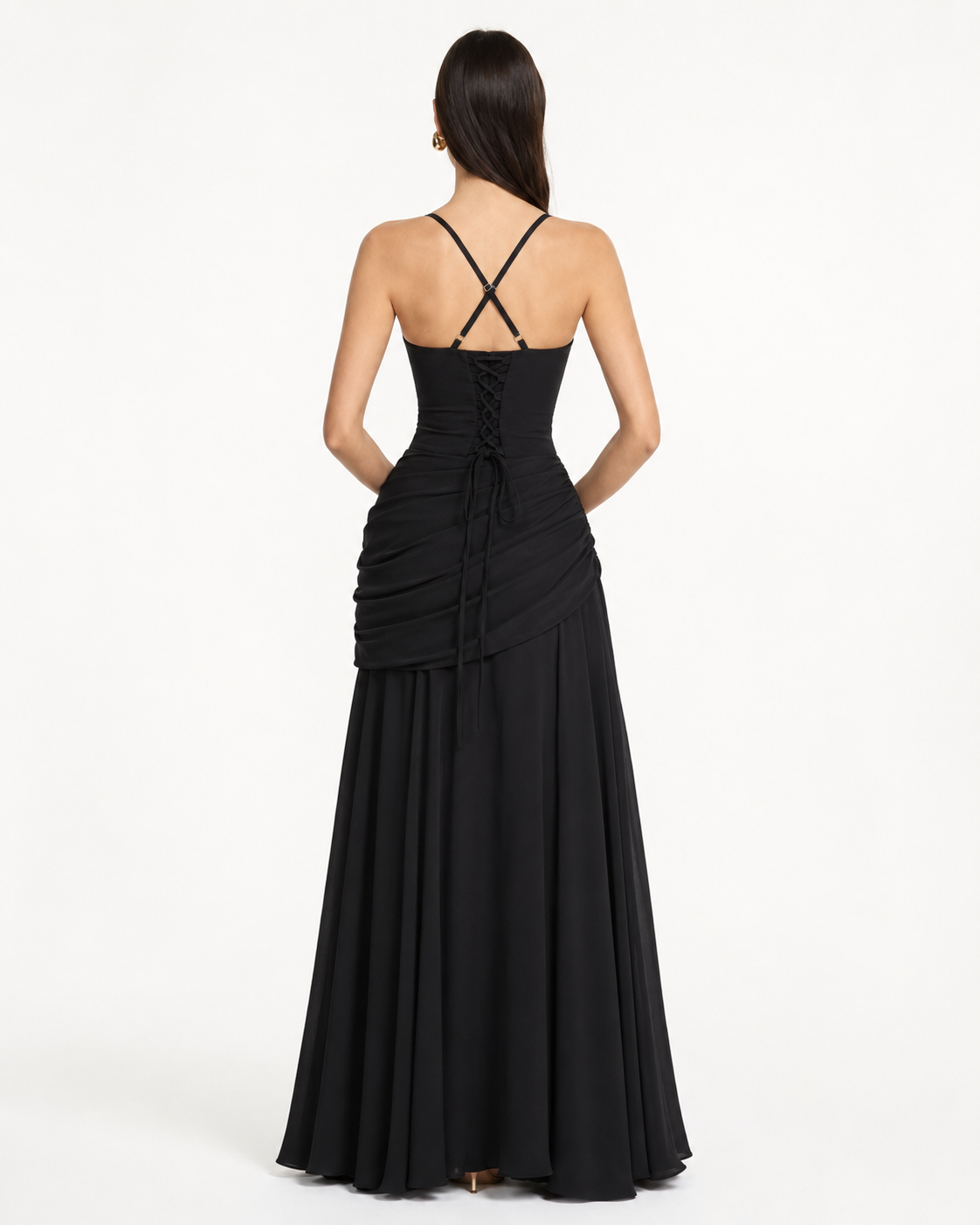 Enie Draped Square-Neck Maxi Dress lifestyle