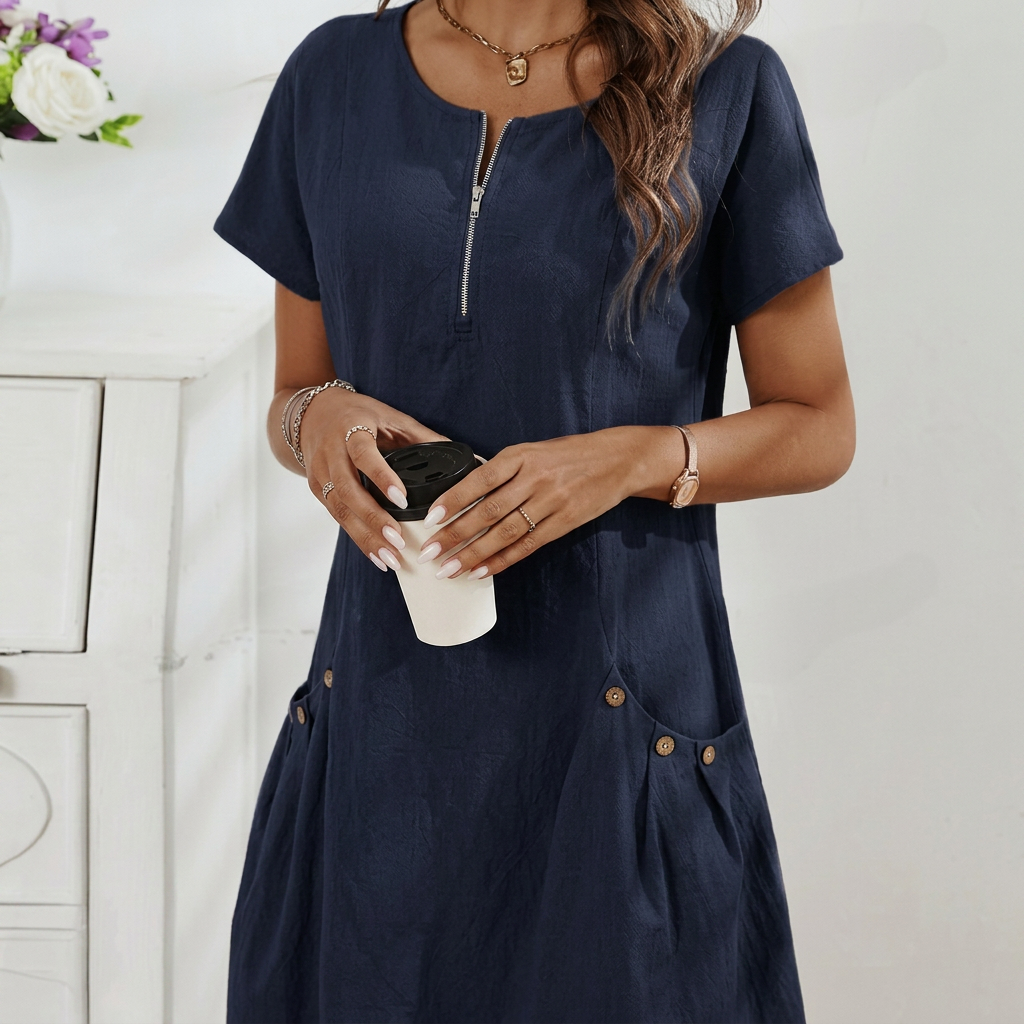 Lina midi dress in navy