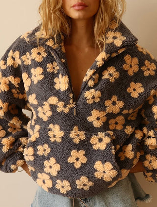 Sofia Floral Zip Sweater - Yellow