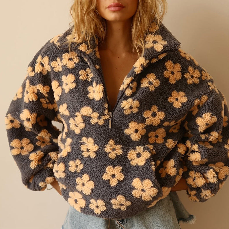 Sofia Floral Zip Sweater - Yellow