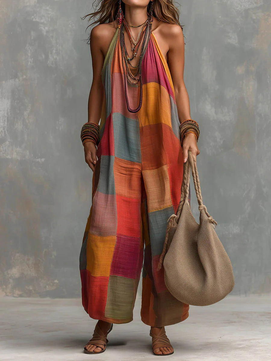 Oriana Bohemian Summer Jumpsuit - Red