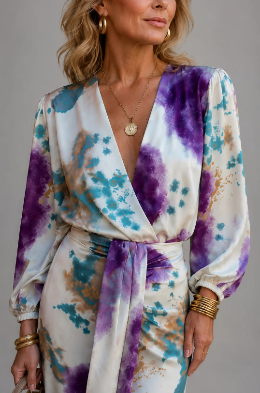 Marlene | V-Neck Midi Wrap Dress with Belt