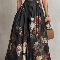 Halima keyhole slim-fit maxi dress in black – full length