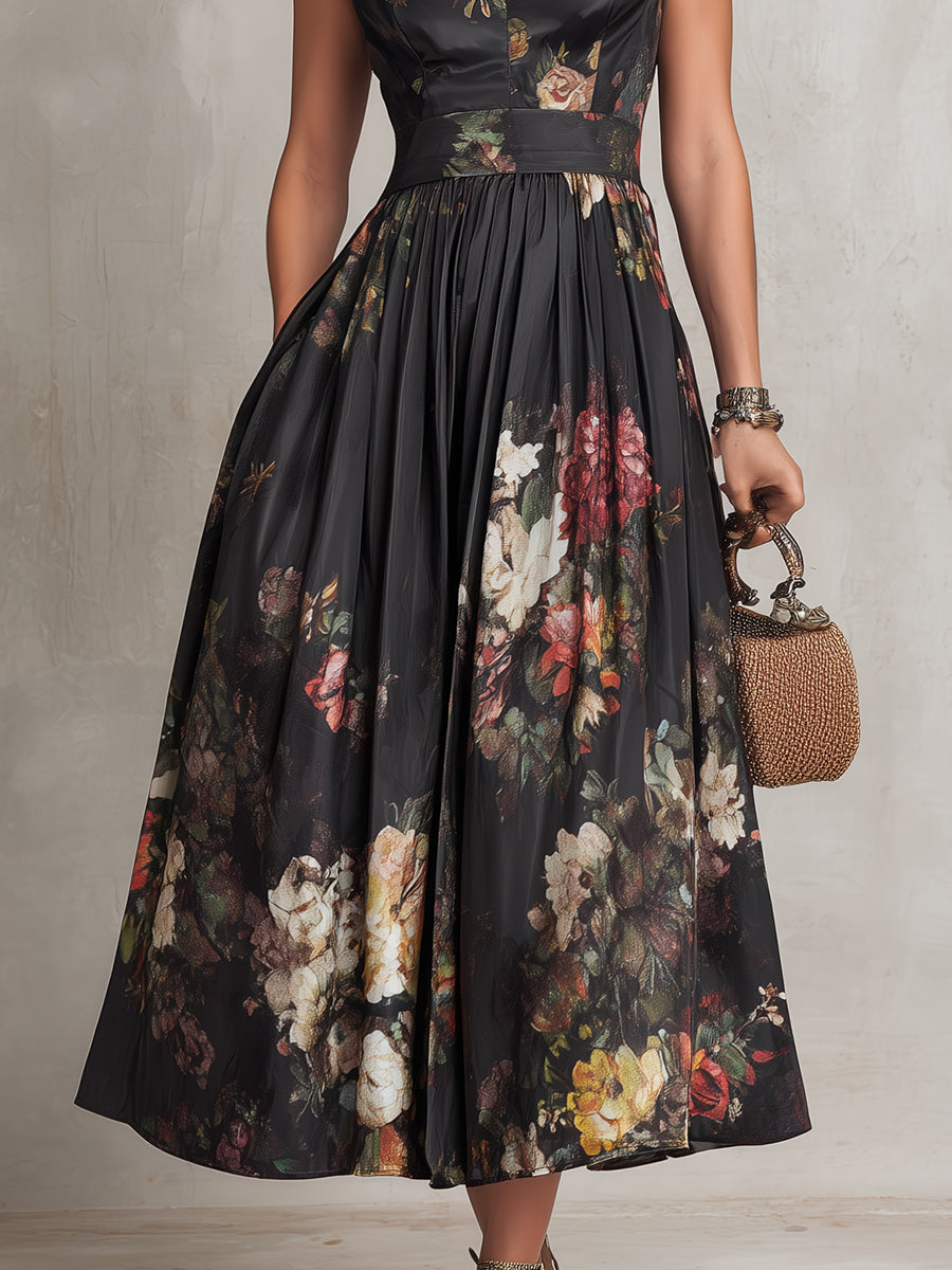 Halima keyhole slim-fit maxi dress in black – full length