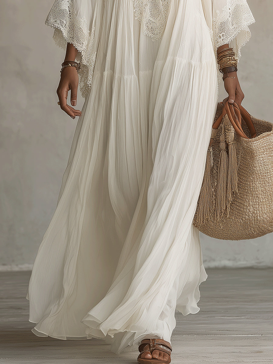 Celeste ivory maxi dress full length